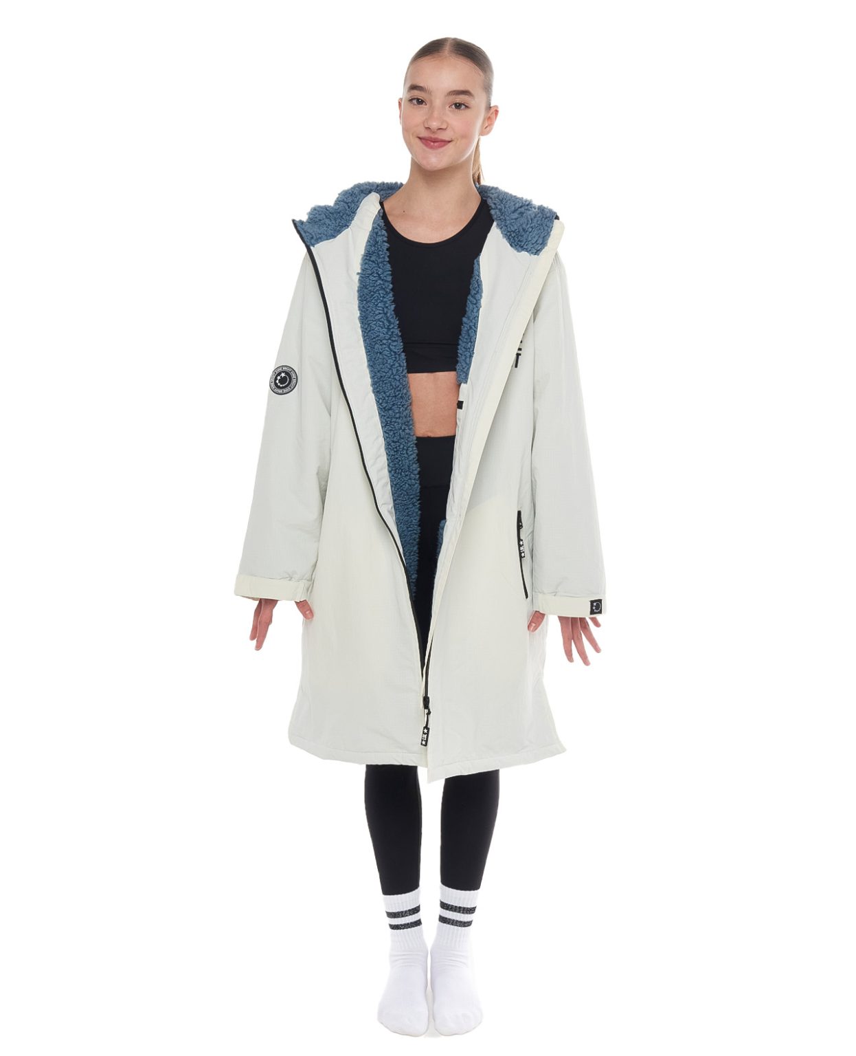 white and grey blue little stars branded high quality gym robe