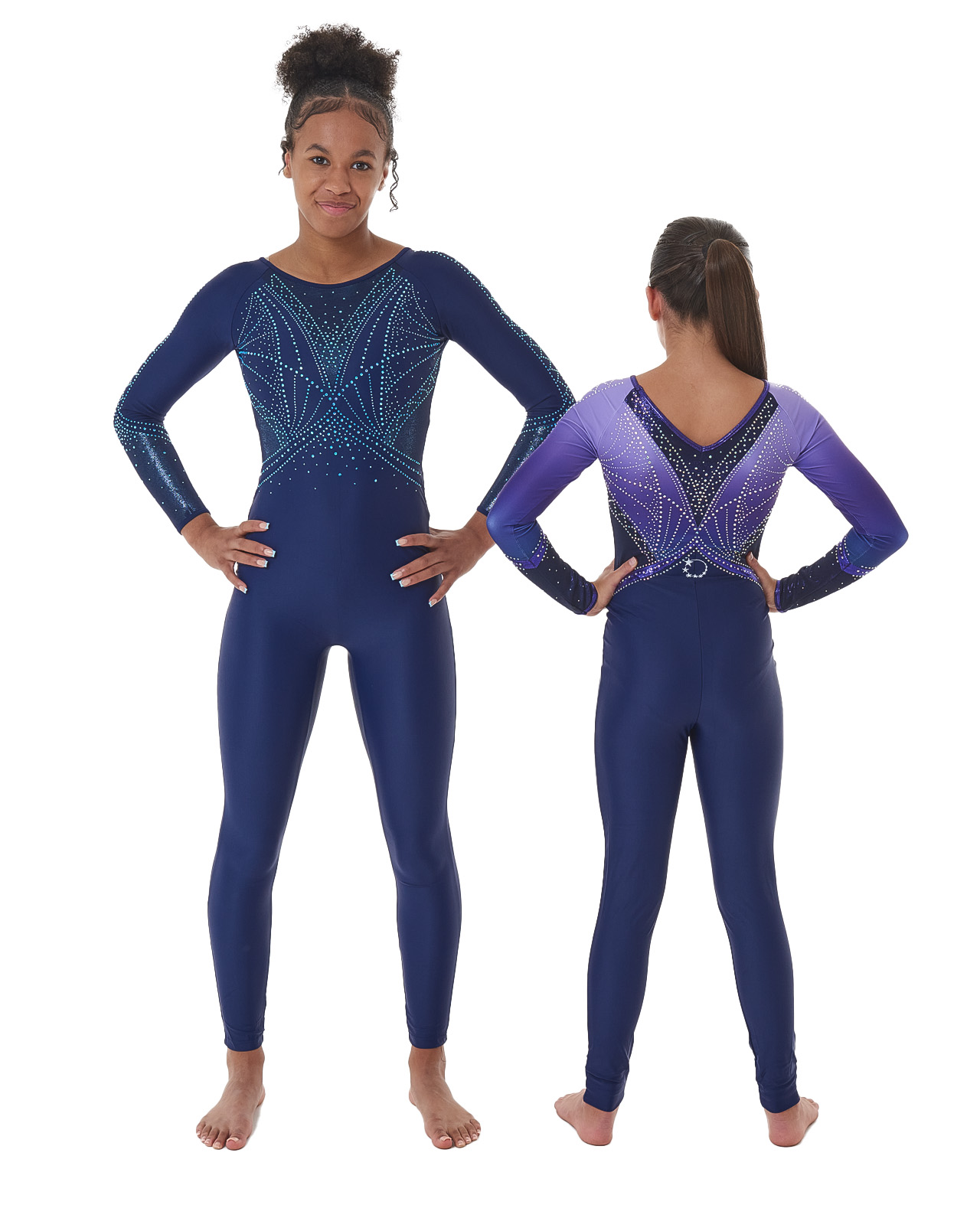 high quality gymnastics dance team gym unitard in lycra with AB crystals