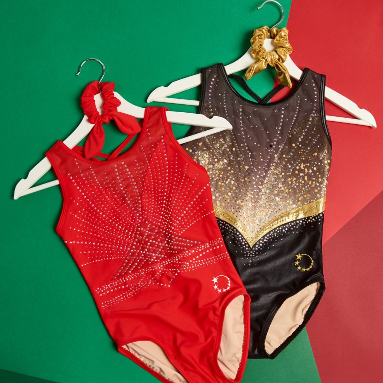 red and gold gymnastics training leotards limited edition open backs rejoice glory