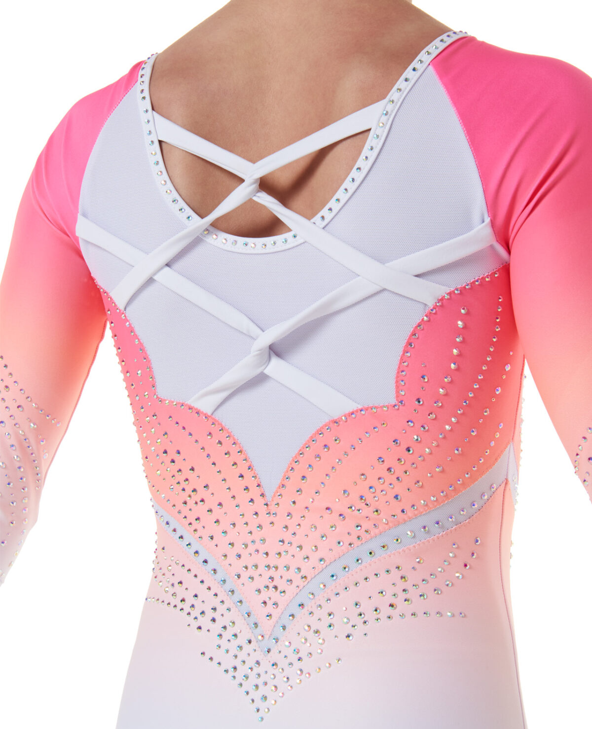 coral pink and white sunset ombre summer competitive gymnasatis leotard