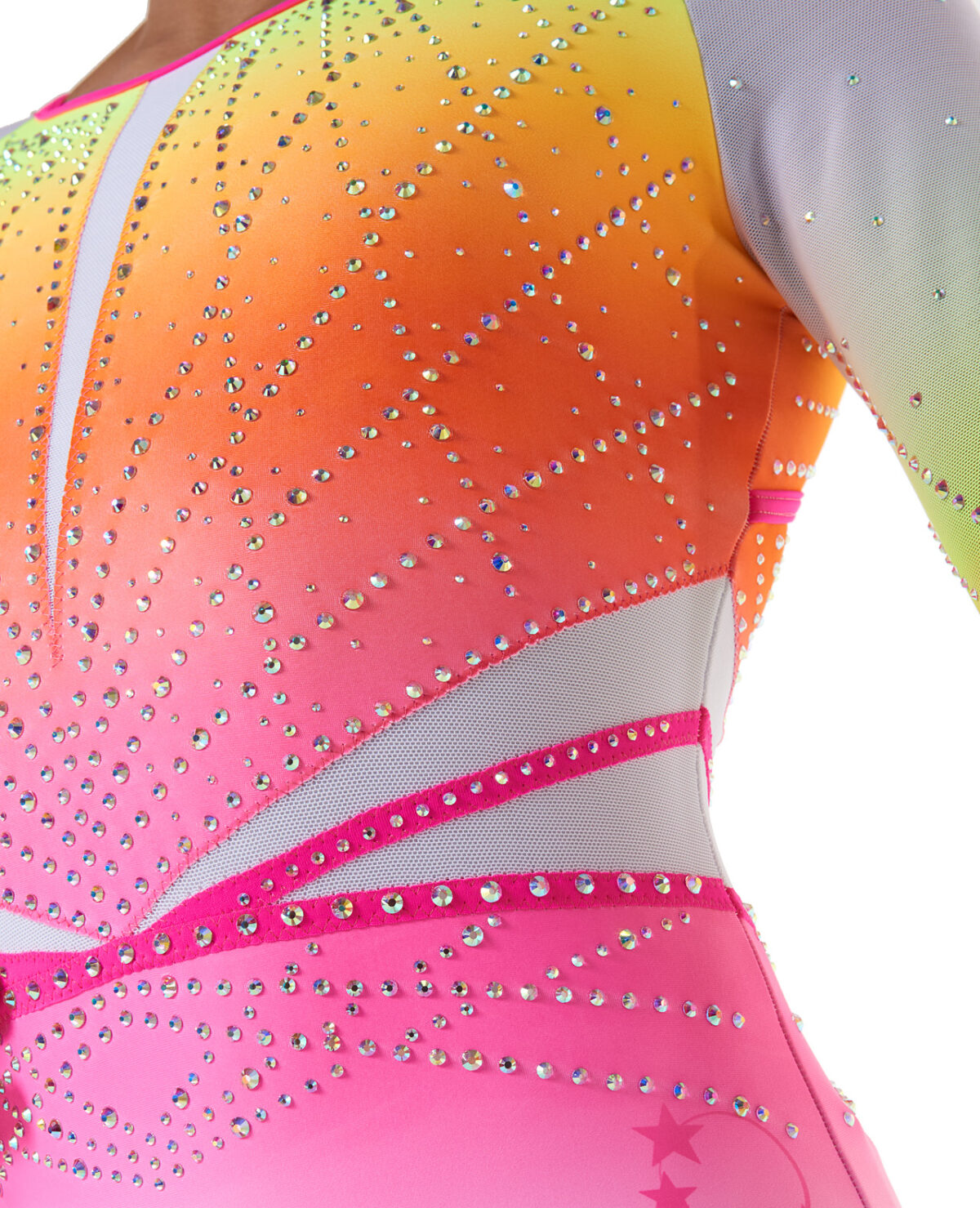 1149_reva_competition_long_sleeve_neon_ombre_04 white sunset ombre long sleeve leotard with diamantes