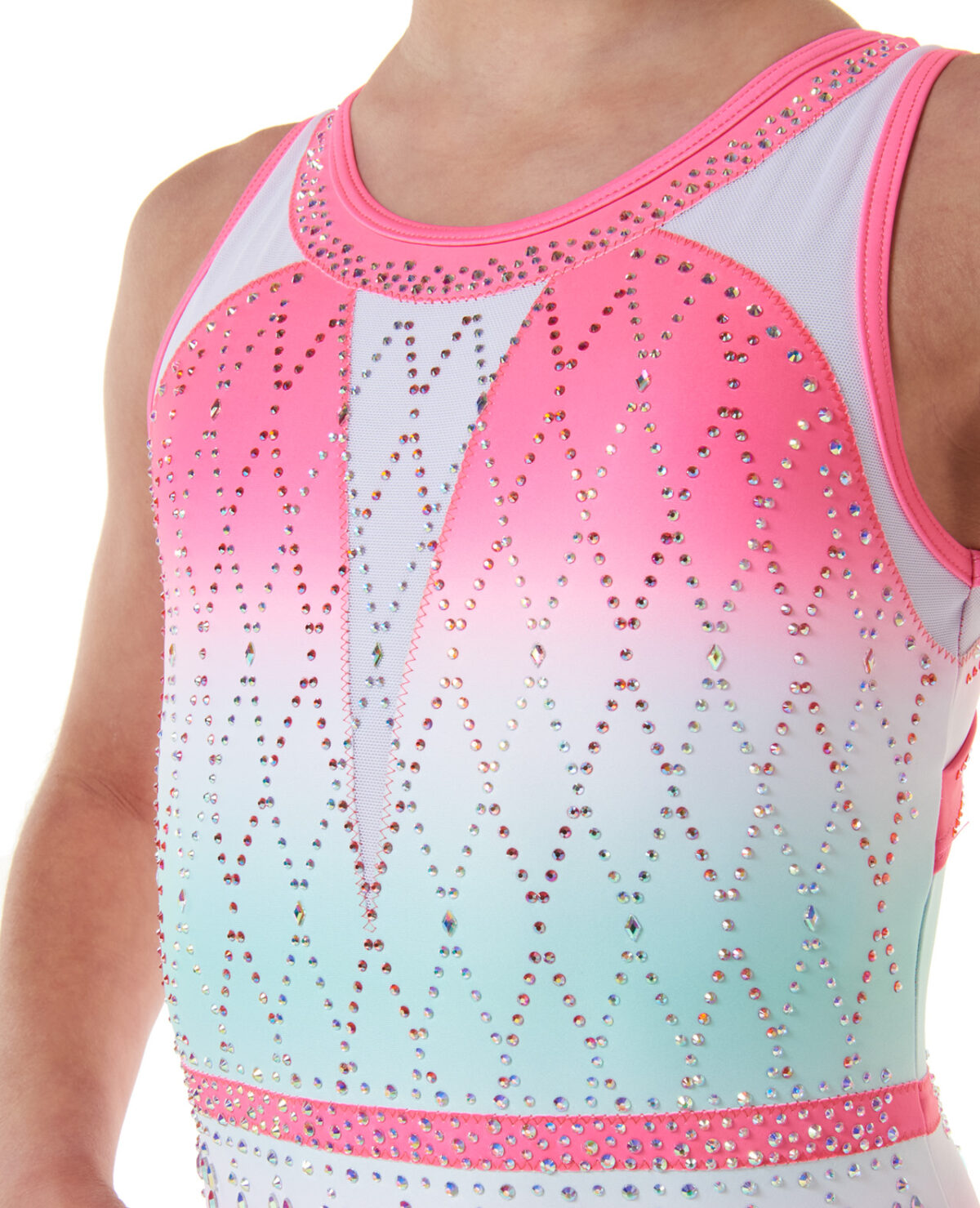1227_liberty_gymnastics_leotard_watermelon_02 cute summer gymnastics training leotard for artistic gymnastics with new back design, ombre mint, pink and white ombre