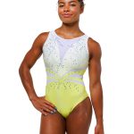 designed in the uk yellow and white summer gymnastics training tank leotard