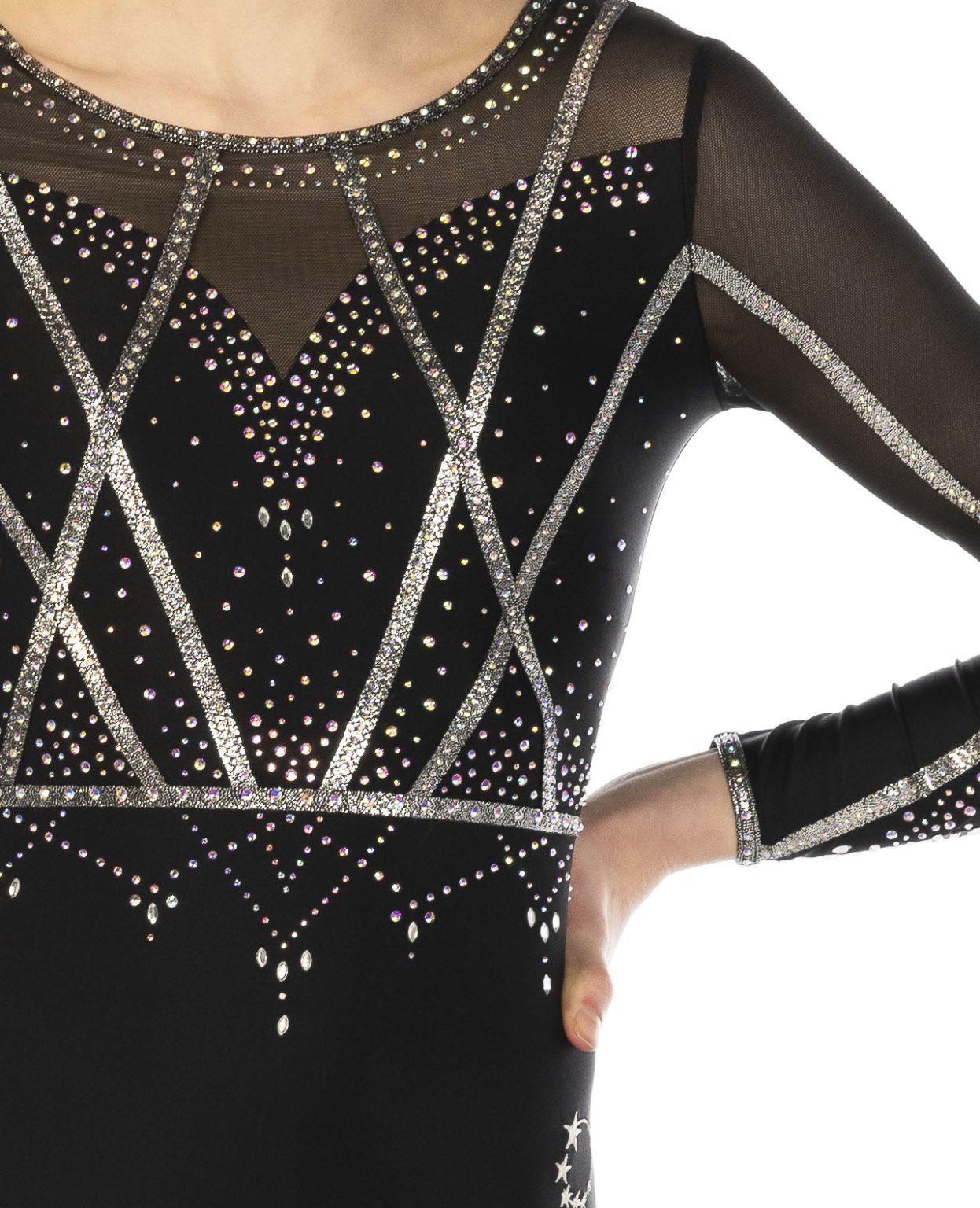 estella_long_sleeve_leotard_black_silver_04 estella black and silver classic mystique competition leotard