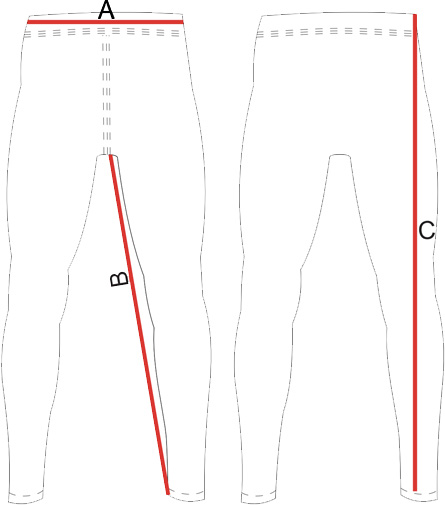 teamweare_leggings_diagram_F2 gymnastics club leggings measurements