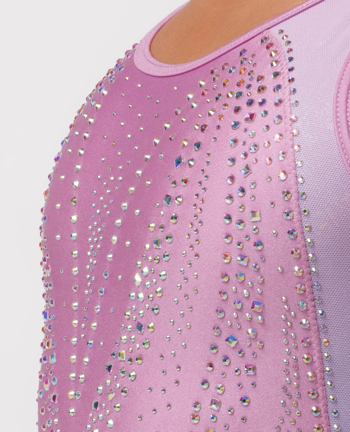 lilac gymnastics training leotard wet look shiny smooth lilac fabric